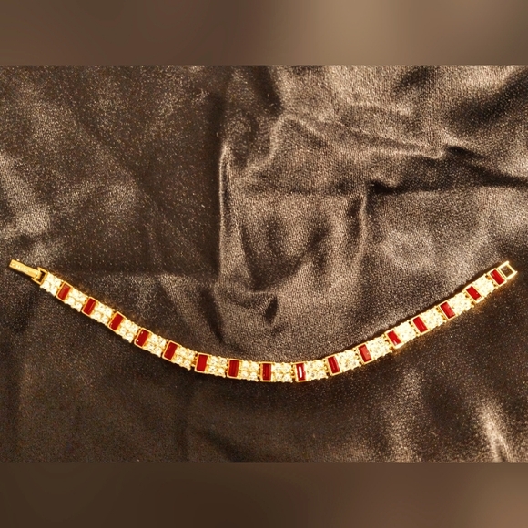 VERY RARE NINARICCI FAUX RUBY & RHINESTONE TENNIS BRACELET (NWOT) - Picture 3 of 6